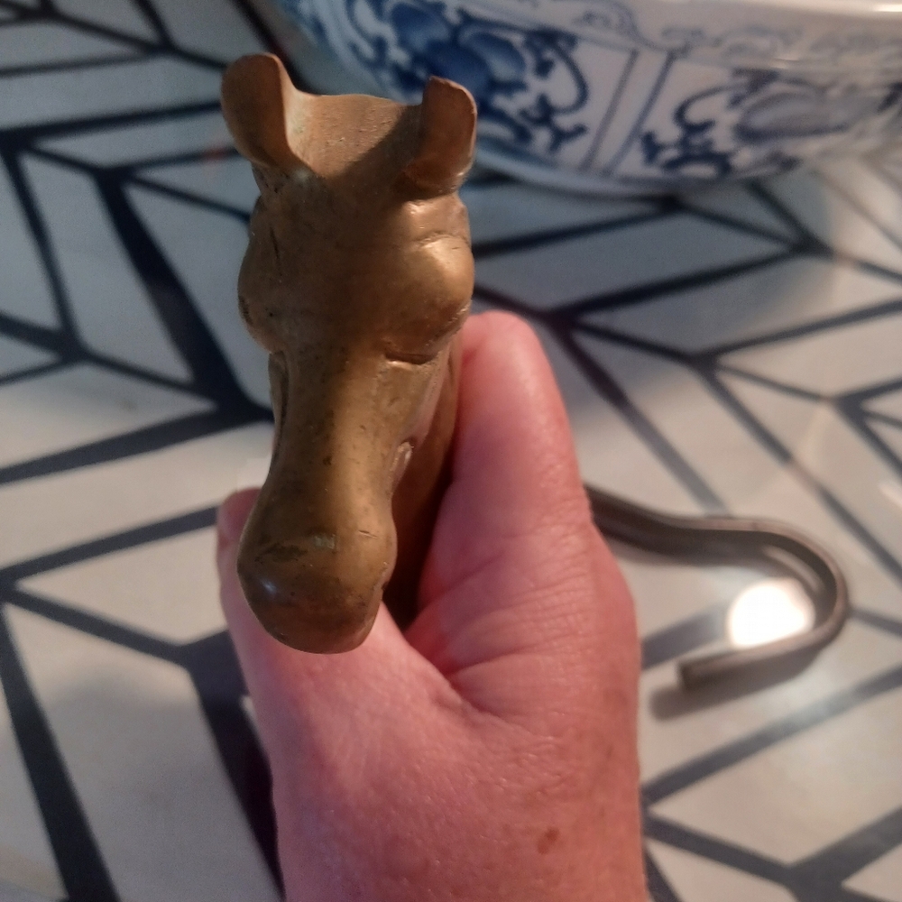 Antique solid brass horse hook